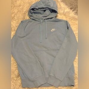 Nike Light Baby Blue Pullover Hoodie Small S Embroidered Swoosh Cotton Blend